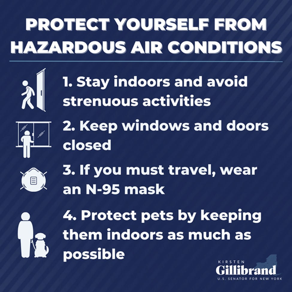 As New York Experiences Worst Air Quality In Recorded History, Gillibrand  Shares Guidance To Help New Yorkers Protect Themselves From Wildfire Smoke  - Kirsten Gillibrand